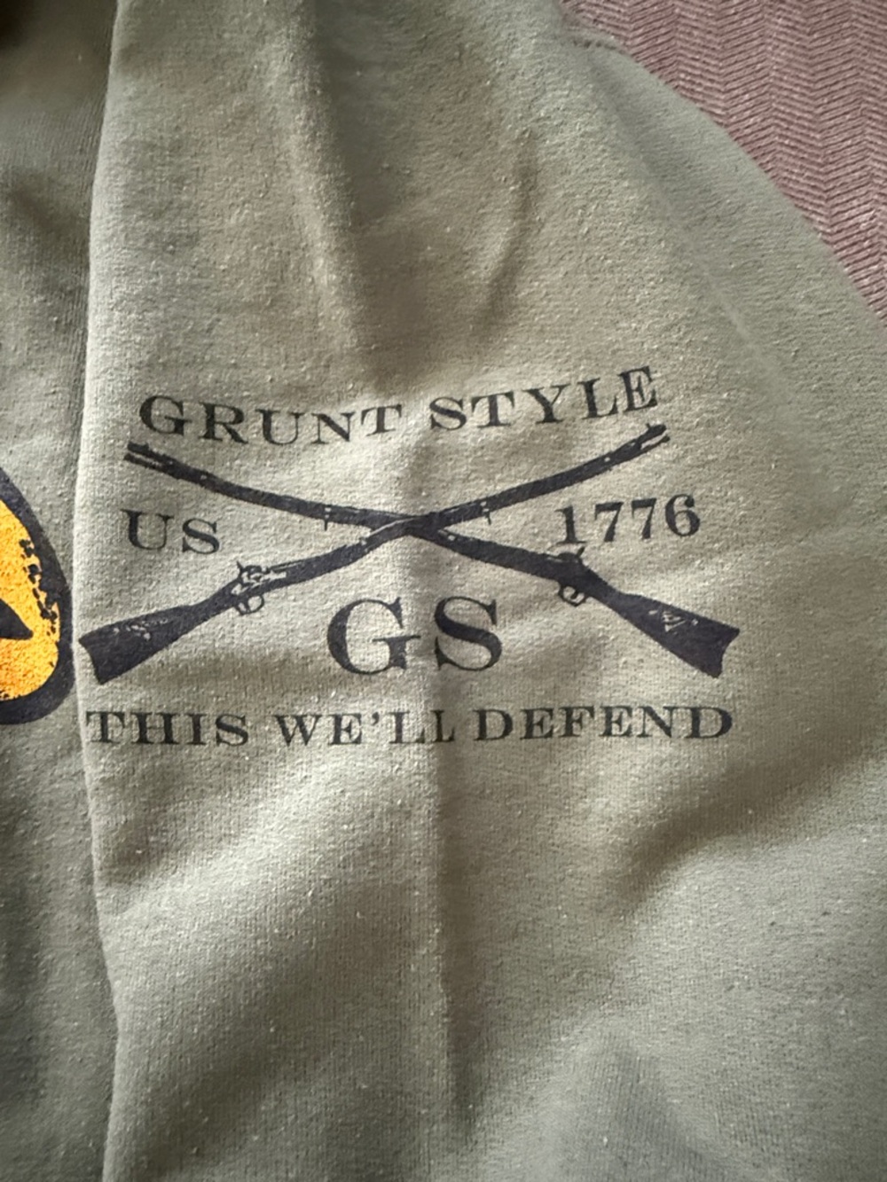 Grunt Style Olive Green Hoodie with Red Devil Graphic - NEW! - Picture 4 of 4